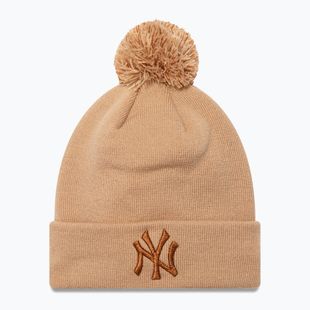 Кепка жіноча New Era Metallic Bobble Knit Beanie New York Yankees beige