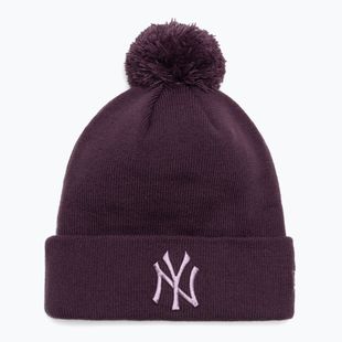 Кепка жіноча New Era Metallic Bobble Knit Beanie New York Yankees dark purple