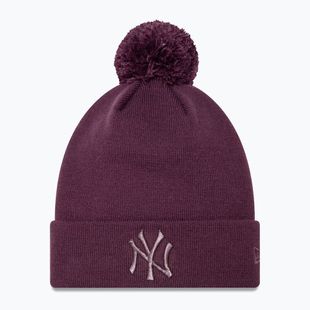 Кепка жіноча New Era Metallic Bobble Knit Beanie New York Yankees dark purple