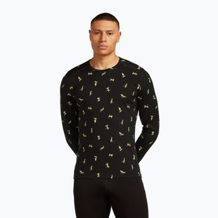 Чоловіча термоактивна кофта icebreaker Merino 200 Oasis Crewe Snow Day black/peridot/aop