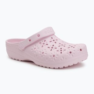 Шльопанці Crocs Classic Floral Cutout Clog pink milk