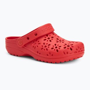 Шльопанці дитячі Crocs Classic Floral Cutout Clog Kids cherry red
