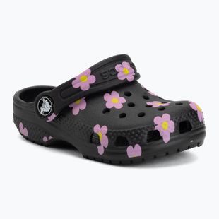 Шльопанці дитячі Crocs Classic Flower 212671 black