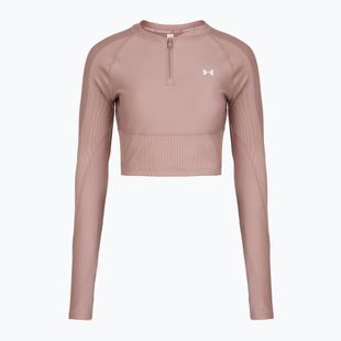 Лонгслів для тренувань жіночий Under Armour HeatGear Rib 1/4 Zip tourmaline pink/tourmaline pink/white