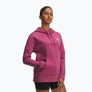 Кофта жіноча Under Armour Icon Fleece Taped Hoody fuchsia dusk/white
