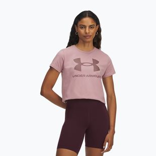 Футболка для тренувань жіноча Under Armour Rival Logo tourmaline pink/maroon mist