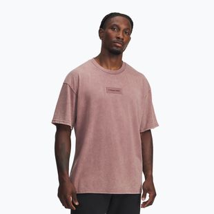 Футболка для тренувань чоловіча Under Armour Project Rock Heavyweight Oversized maroon mist/black