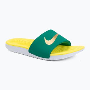 Шльопанці дитячі Nike Coffee malachite/sonic yellow/metallic gold