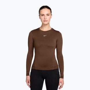Лонгслів для тренувань жіночий Nike One Fitted cacao wow/white