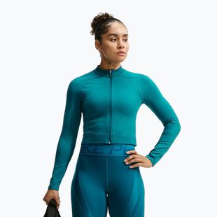 Кофта тренувальна жіноча Nike Pro Seamless Full Zip Top bright spruce