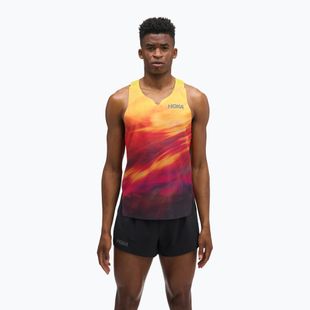 Футболка для бігу чоловіча HOKA Race Day Singlet TR Print hoka citrus