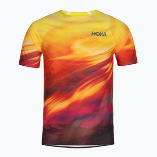 Футболка для бігу чоловіча HOKA Race Day Short Sleeve TR PRT hoka citrus print