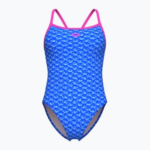 Купальник суцільний жіночий arena Monogram Challenge Back blue river multi/shocking pink