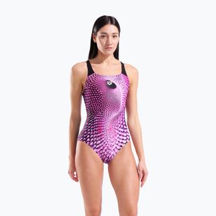Купальник суцільний жіночий arena Peacock Swim Pro Back multi pink/black