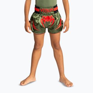 Шорти для тренувань дитячі Venum Inferno Kids Muay Thai army green/orange