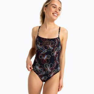 Купальник суцільний жіночий ROXY Active Basic Printed anthracite athletic hibiscus