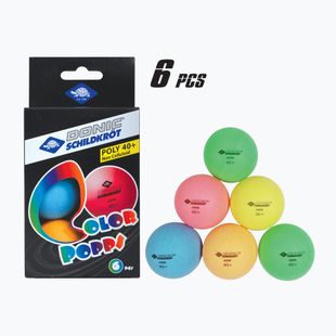 М'ячики для настільного тенісу Donic-Schildkröt Colour popps Poly 40+ 6шт різнокольорові