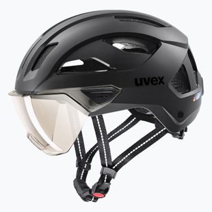 Шолом велосипедний UVEX Stride Visor black matt/litemirror silver