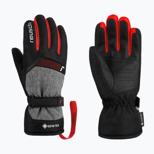 Дитячі лижні рукавиці Reusch Flash Gore-Tex чорні/чорний меланж/вогненно-червоні