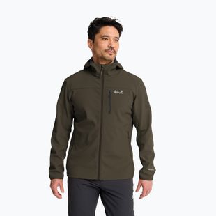 Куртка вітрозахисна чоловіча Jack Wolfskin Wild Winds Hooded obsidian moss