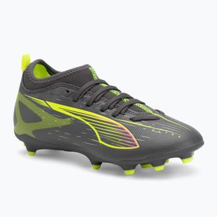 Кросівки футбольні дитячі PUMA Ultra 5 Match FG/AG Jr matte aged silver/yellow alert/puma aged silver