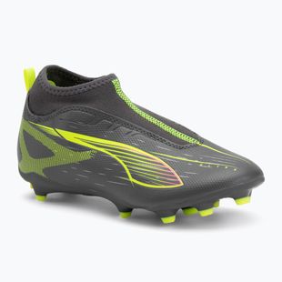 Кросівки футбольні дитячі PUMA Ultra 5 Match+ LL FG/AG Jr matte aged silver/yellow alert/puma aged silver