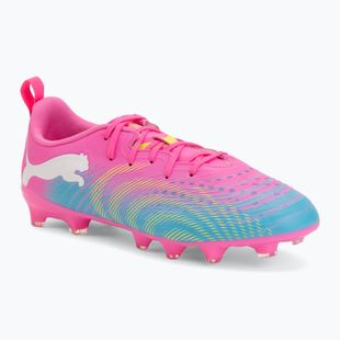 Кросівки футбольні дитячі PUMA Future 9 Play FG/AG Jr poison pink/puma wht/sun stream/bright aqua/puma blk