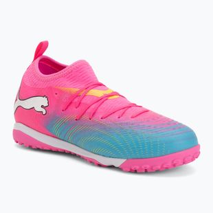 Кросівки футбольні дитячі PUMA Future 9 Match TT + Mid Jr poison pink/puma wht/sun stream/bright aqua/puma blk