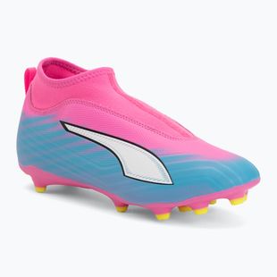 Кросівки футбольні дитячі PUMA Ultra 6 Match+ LL FG/AG Jr poison pink/puma wht/sun stream/bright aqua/puma blk