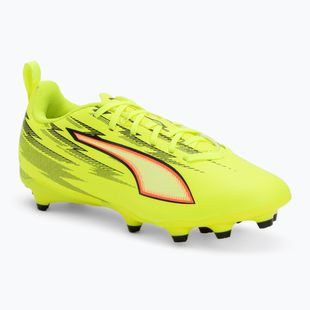 Кросівки футбольні дитячі PUMA Ultra 6 Play FG/AG Jr yellow alert/puma black/glowing red/lime squeeze