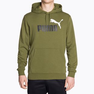 Чоловіче двокольорове худі PUMA Essentials+ з великим логотипом TR оливково-зеленого кольору