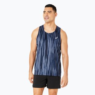 Топ для бігу чоловічий ASICS  Road All Over Print Singlet blue expanse/midnight