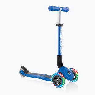 Самокат трьохколісний дитячий Globber Junior Foldable Lights navy blue