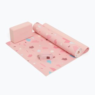 Набір для йоги Myga Terrazzo Yoga Set mat + block + strap purple