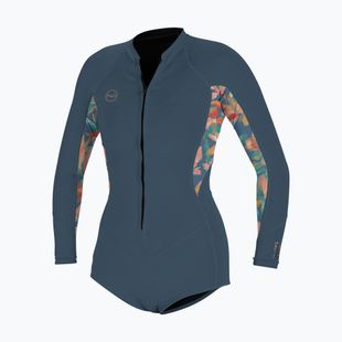 Гідрокостюм для плавання жіночий O'Neill Bahia 2/1 Front Zip Short Spring Copen blue/painted tropics/copen blue