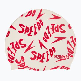 Шапочка для плавання дитяча Speedo Slogan Print white/red