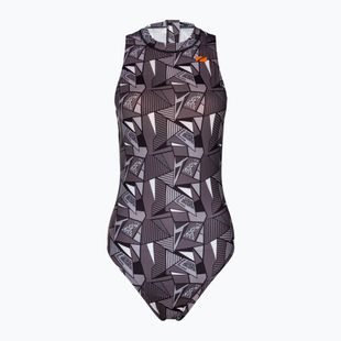 Жіночий злитий купальник ZONE3 OWS Renew High Neck чорний/білий