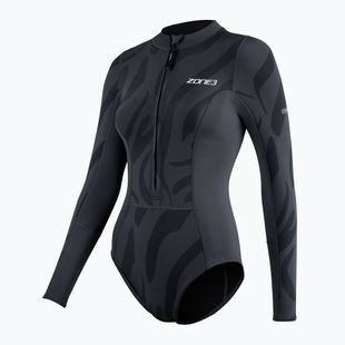 Жіночий злитий купальник ZONE3 Yulex чорний/сірий