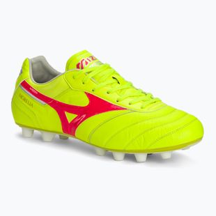 Кросівки футбольні чоловічі Mizuno Morelia II Elite MD safety yellow/fiery coral 2/galaxy silver
