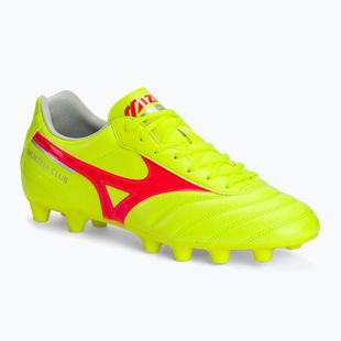 Кросівки футбольні чоловічі Mizuno Morelia II Club MD safety yellow/fiery coral 2/galaxy silver