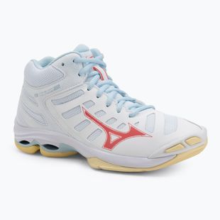 Кросівки волейбольні жіночі Mizuno Wave Voltage 2 Mid white/calypso coral/pale banan