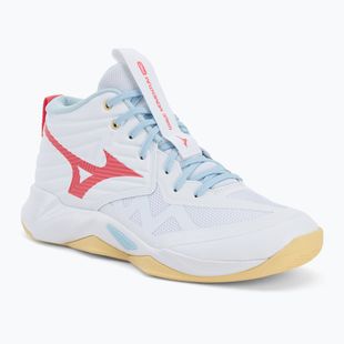 Кросівки волейбольні жіночі Mizuno Wave Momentum Pro Mid white/calypso coral/pale banan