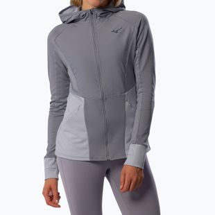 Куртка для бігу жіноча Mizuno Active Warm Hybrid Full Zip Hooded quicksilver