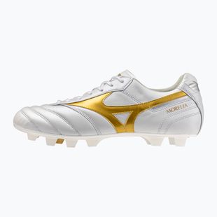 Кросівки футбольні Mizuno Morelia II Japan FG white/football gold/galaxy silver