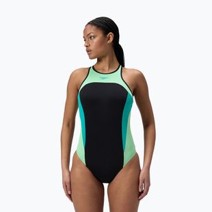 Купальник суцільний жіночий Speedo High Neck Splice Cross Back turquoise gem
