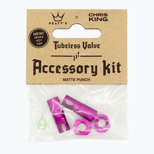 Кришка вентиля велосипедної шини Peaty's X Chris King Mk2 Tubeless Valves Accessory Kit рожева 83803