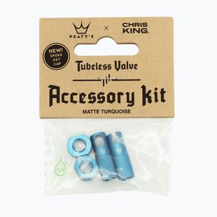 Кришка вентиля велосипедної шини Peaty's X Chris King Mk2 Tubeless Valves Accessory Kit блакитна 83807
