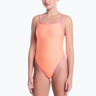 Купальник суцільний жіночий Nike Ocean Bound Ripple Texture Square Neck pink glow