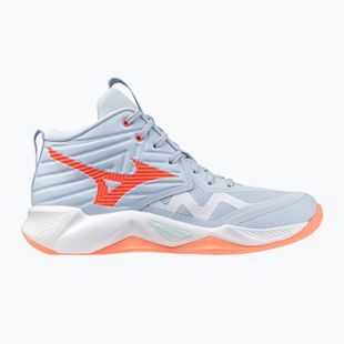 Кросівки волейбольні жіночі Mizuno Wave Momentum Pro Mid blue finch/lava orange/flamingo coral