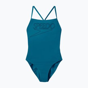Жіночий цілісний купальник для плавання Speedo Endurance+ Logo Thin Strap кольору бірюзово-синій